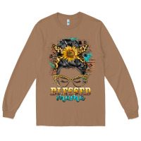 Toasted Coconut blessed mama messy bun Long Sleeve Tee - BarkalooDesign