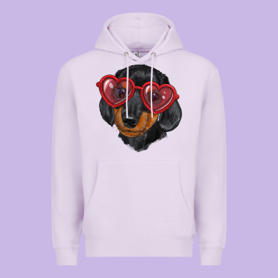 Dachshund With Love Glasses Premium Hoodie Designed By Ranaportraitstore