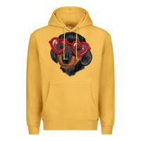 Mustard dachshund with love glasses Premium Hoodie - RanaPortraitStore