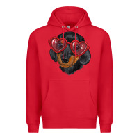 Red dachshund with love glasses Premium Hoodie - RanaPortraitStore