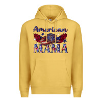 Antique Gold American mama with cowboy Premium Hoodie - texasbilliewilder