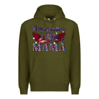 Army Green American mama with cowboy Premium Hoodie - texasbilliewilder