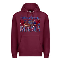Burgundy American mama with cowboy Premium Hoodie - texasbilliewilder