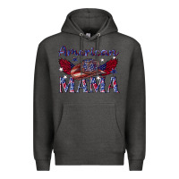 Charcoal Heather American mama with cowboy Premium Hoodie - texasbilliewilder