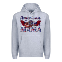 Heather Grey American mama with cowboy Premium Hoodie - texasbilliewilder
