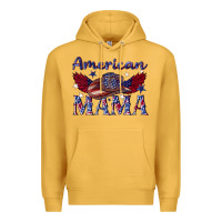 Mustard American mama with cowboy Premium Hoodie - texasbilliewilder