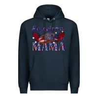 Navy American mama with cowboy Premium Hoodie - texasbilliewilder