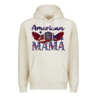 Oatmeal Heather American mama with cowboy Premium Hoodie - texasbilliewilder