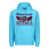 Ocean Blue American mama with cowboy Premium Hoodie - texasbilliewilder