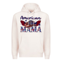 Pale Pink American mama with cowboy Premium Hoodie - texasbilliewilder