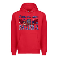 Red American mama with cowboy Premium Hoodie - texasbilliewilder