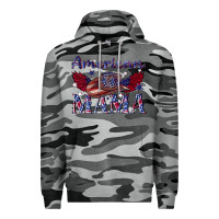 Slate Camo American mama with cowboy Premium Hoodie - texasbilliewilder