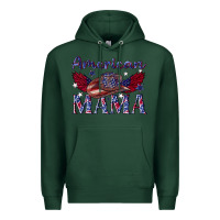 Sports Green American mama with cowboy Premium Hoodie - texasbilliewilder