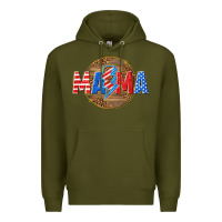 Army Green American mama with lightning bolt Premium Hoodie - texasbilliewilder