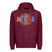 Burgundy American mama with lightning bolt Premium Hoodie - texasbilliewilder