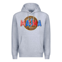 Heather Grey American mama with lightning bolt Premium Hoodie - texasbilliewilder