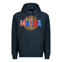 Navy American mama with lightning bolt Premium Hoodie - texasbilliewilder