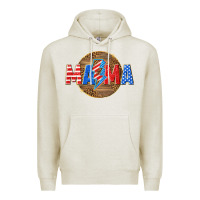Oatmeal Heather American mama with lightning bolt Premium Hoodie - texasbilliewilder