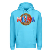 Ocean Blue American mama with lightning bolt Premium Hoodie - texasbilliewilder