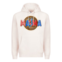 Pale Pink American mama with lightning bolt Premium Hoodie - texasbilliewilder