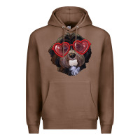Chestnut havanese dog with love glasses Premium Hoodie - RanaPortraitStore
