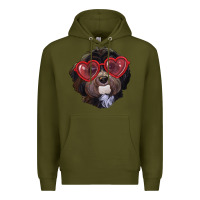 Army Green havanese dog with love glasses Premium Hoodie - RanaPortraitStore