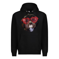 Black havanese dog with love glasses Premium Hoodie - RanaPortraitStore