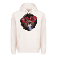 Pale Pink havanese dog with love glasses Premium Hoodie - RanaPortraitStore