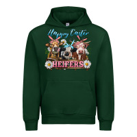 Forest Green Happy Easter Heifers Urban Hoodie - RanaPortraitStore