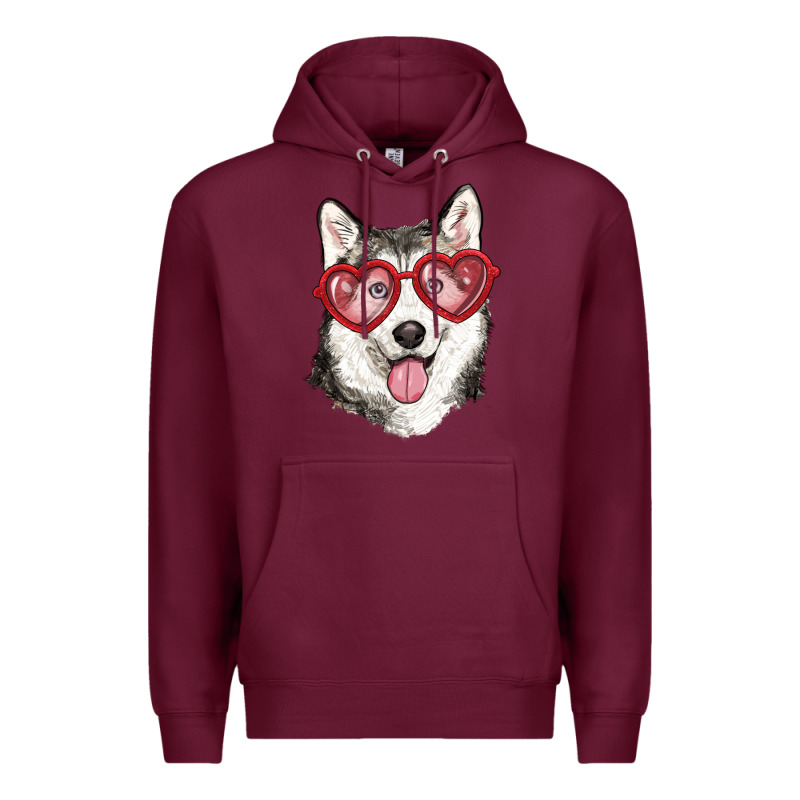Husky With Love Glasses Premium Hoodie by RanaPortraitStore | Teevron