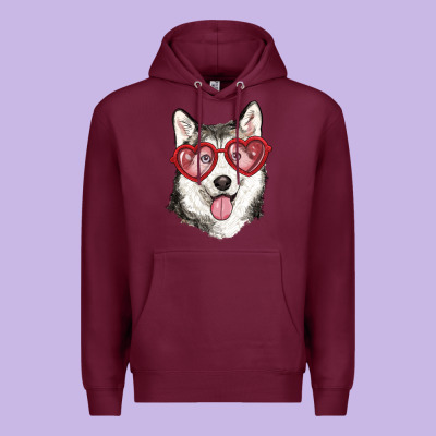 Husky With Love Glasses Premium Hoodie Designed By Ranaportraitstore
