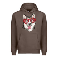 Coffee husky with love glasses Premium Hoodie - RanaPortraitStore