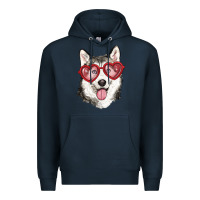 Navy husky with love glasses Premium Hoodie - RanaPortraitStore