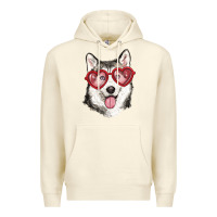 Sandshell husky with love glasses Premium Hoodie - RanaPortraitStore