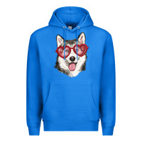 True Royal husky with love glasses Premium Hoodie - RanaPortraitStore