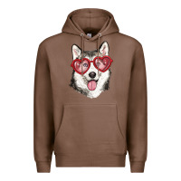 Chestnut husky with love glasses Premium Hoodie - RanaPortraitStore
