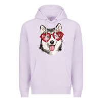 Lilac husky with love glasses Premium Hoodie - RanaPortraitStore