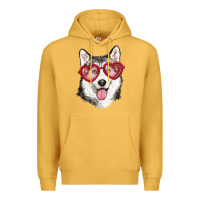 Mustard husky with love glasses Premium Hoodie - RanaPortraitStore