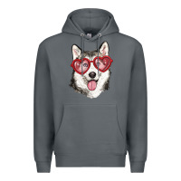Rock husky with love glasses Premium Hoodie - RanaPortraitStore