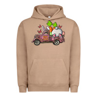 Pigment Burro happy easter pink truck with bunny Urban Hoodie - RanaPortraitStore