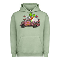 Pigment Oil Green happy easter pink truck with bunny Urban Hoodie - RanaPortraitStore