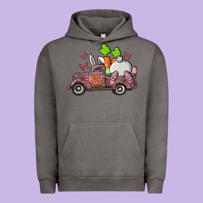 Urban Hoodie happy easter pink truck with bunny