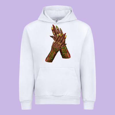 Urban Hoodie juneteenth nail art with afro hand