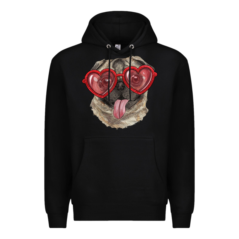 Pug With Love Glasses Premium Hoodie by RanaPortraitStore | Teevron