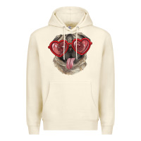 Sandshell pug with love glasses Premium Hoodie - RanaPortraitStore