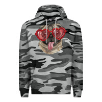 Slate Camo pug with love glasses Premium Hoodie - RanaPortraitStore