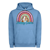 Pigment Pebble Blue happy easter rainbow bunny Urban Hoodie - RanaPortraitStore