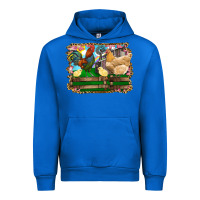 Cobalt Happy easter rooster chicken and chick Urban Hoodie - RanaPortraitStore