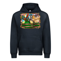 Navy Happy easter rooster chicken and chick Urban Hoodie - RanaPortraitStore