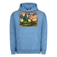 Pigment Pebble Blue Happy easter rooster chicken and chick Urban Hoodie - RanaPortraitStore
